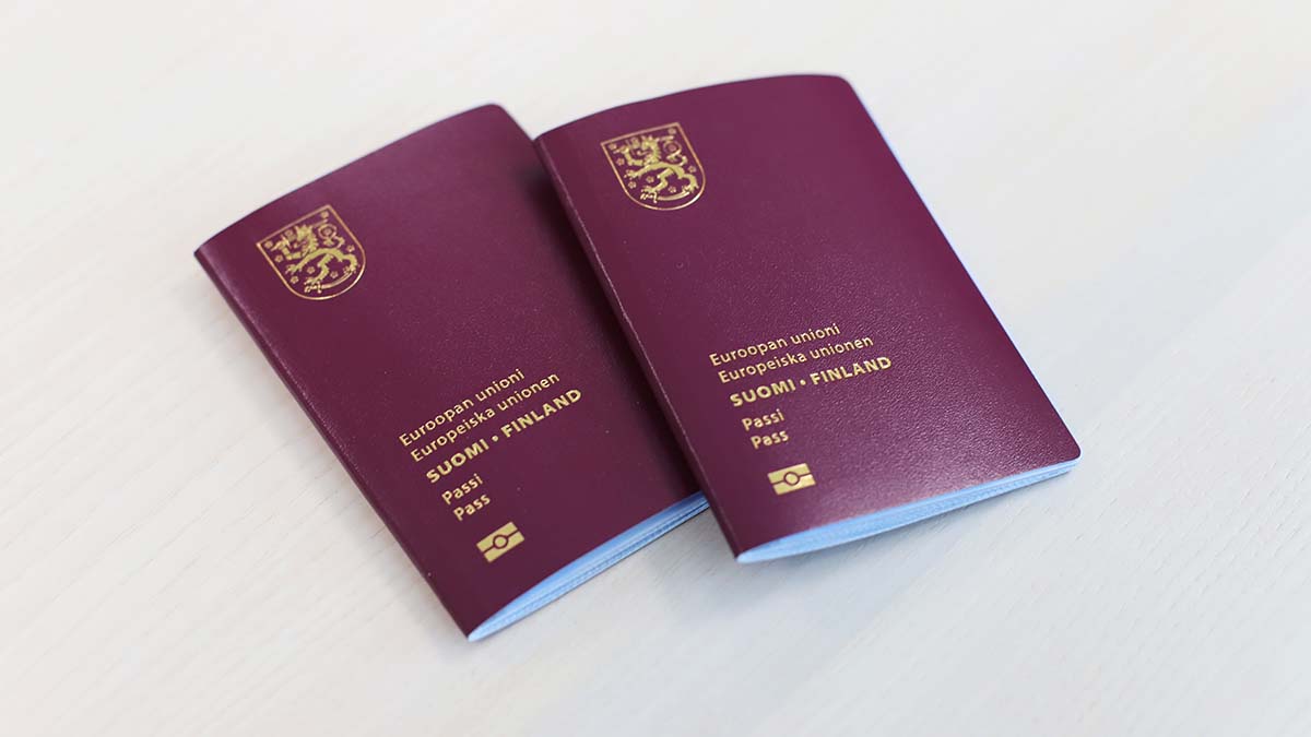 Two passports on the table.
