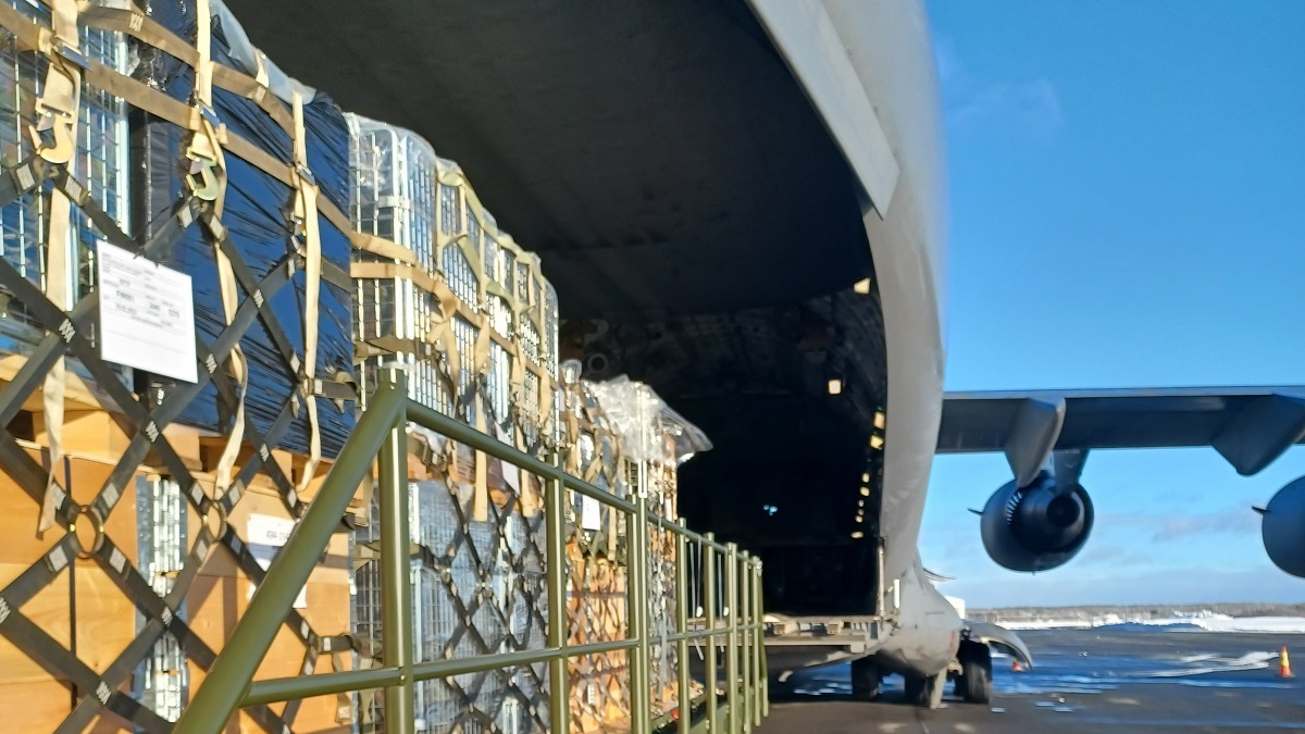 Military airplane and cargo.