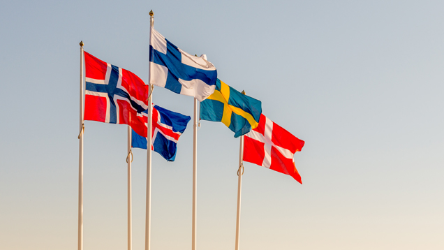The Nordic flags.