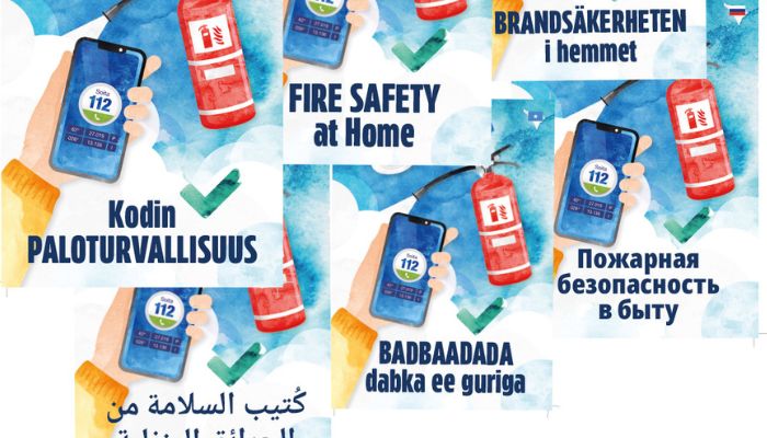 Kodin paloturvallisuusoppaan kansia eri kielillä