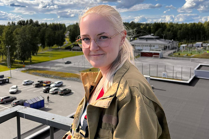 Johanna Paasivuori sammutusasussa.