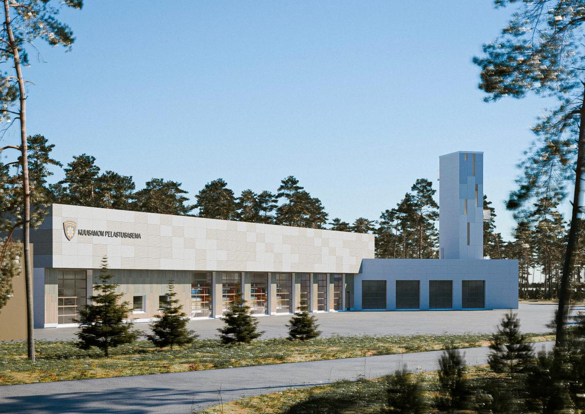 Havainnekuva Kuusamoon suunnitteilla olevasta pelastusasemasta.