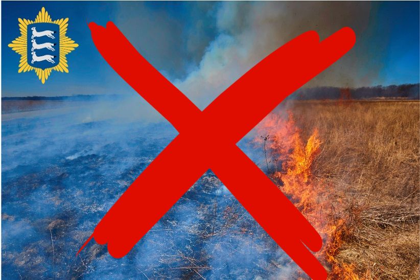 Palava pelto, kuvan päällä punainen kieltorasti.