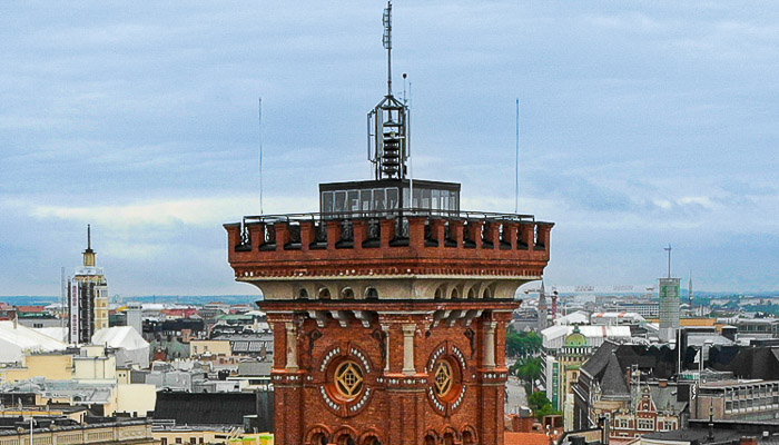  Rescue station tower in aerial view. 