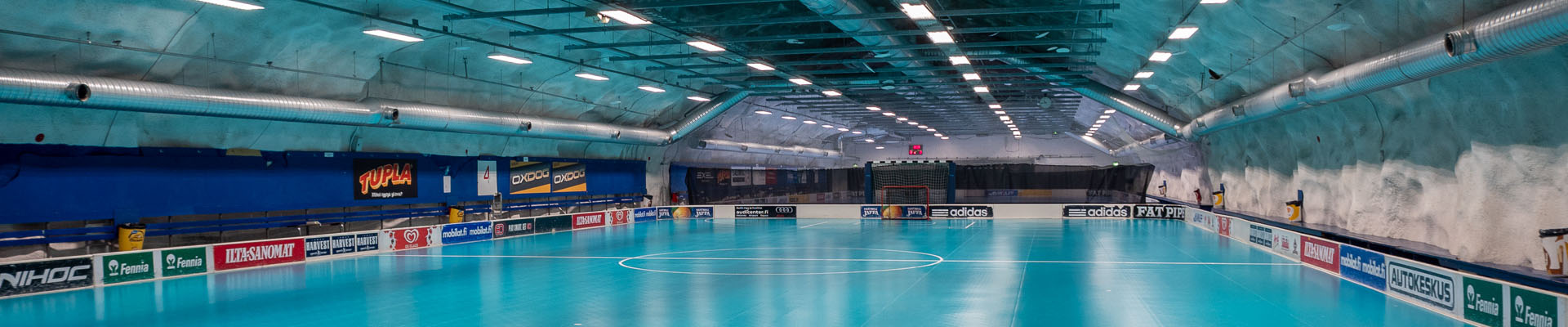 Defence shelter, used as a floorball field.
