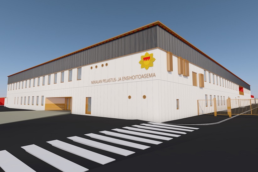 Havainnekuva Nekalan pelastus- ja ensihoitoasemasta.