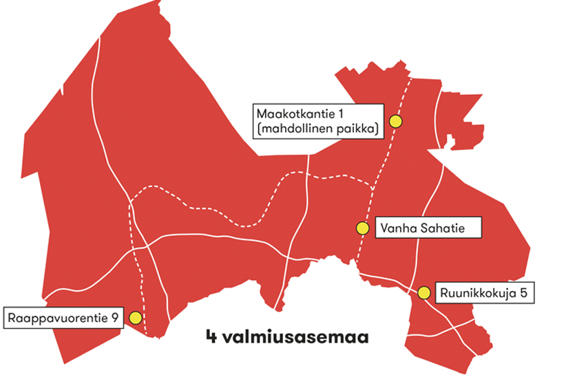 Karttakuva asemien sjainnista