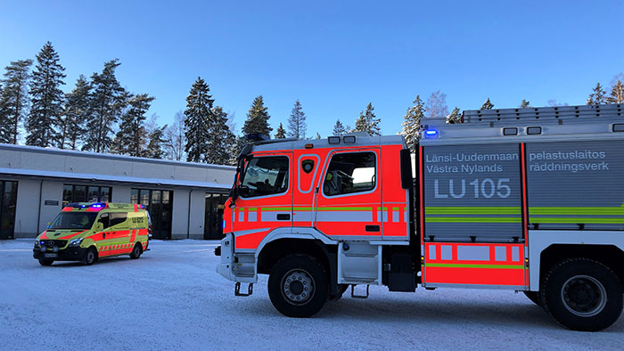  Länsi-Uusimaa Rescue Department ambulance and fire truck. 